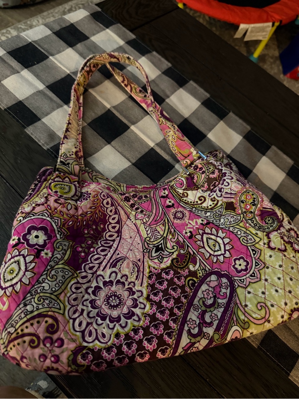 Vera Bradley Pink and Purple Paisley Quilted Shoulder Bag